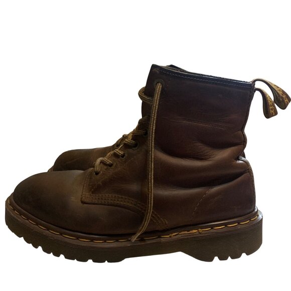 90s Dr. Martens Mens 12 Boots Made In England Brown Lace-Up Inscribed 8 Eyelets - Picture 5 of 14